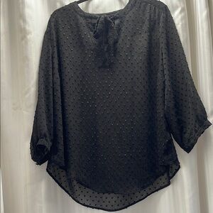Torrid Black Relaxed Tie Front Blouse